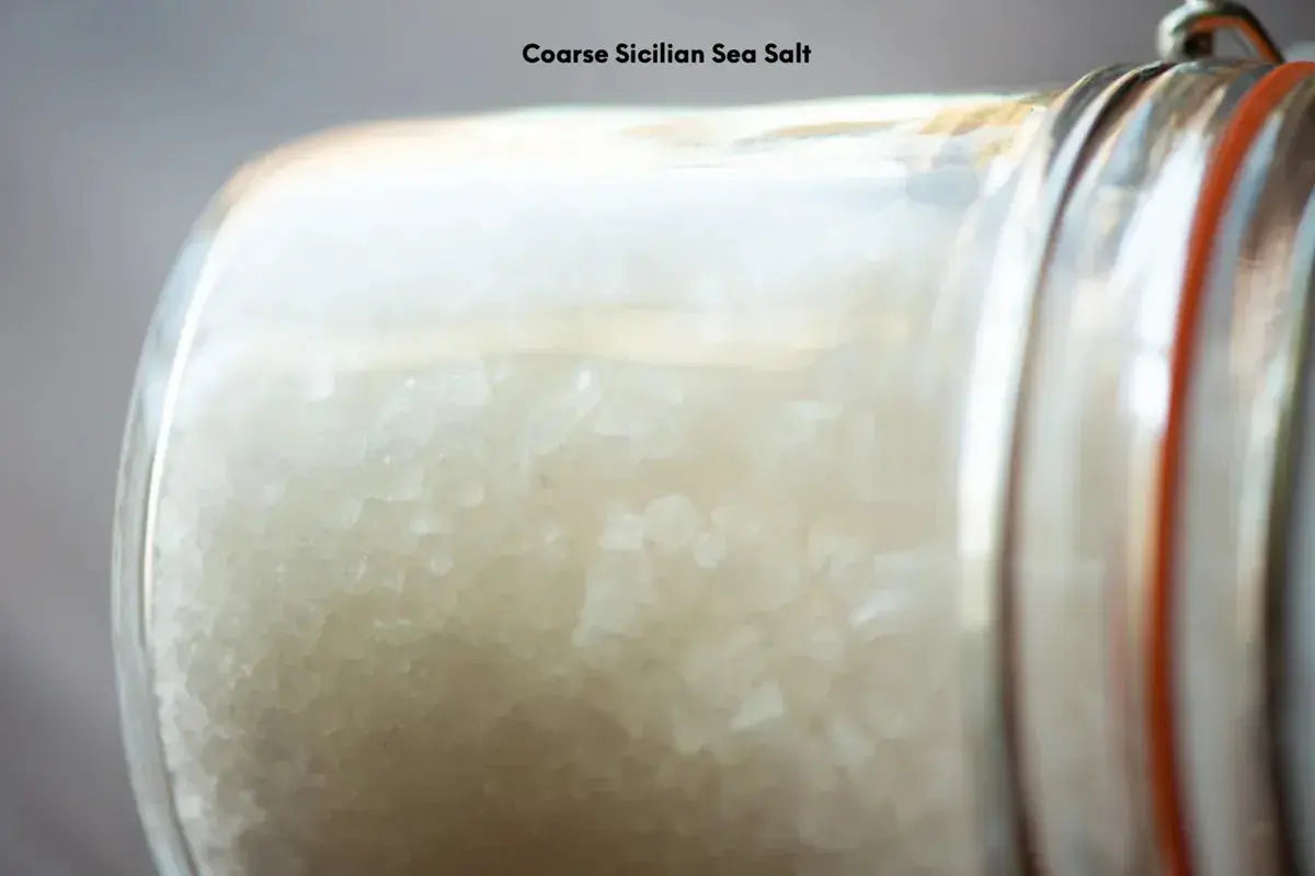 Hand-harvested coarse sea salt crystals mineral-rich unrefined natural