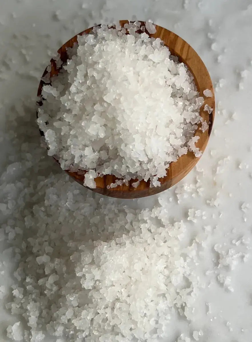 Hand-harvested coarse sea salt crystals mineral-rich unrefined natural