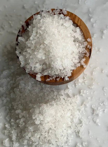 Hand-harvested coarse sea salt crystals mineral-rich unrefined natural