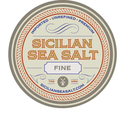 Premium coarse Sicilian sea salt jar imported from Trapani Sicily Italy