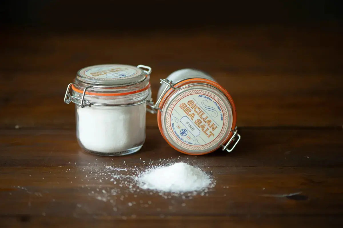 Sicilian Sea Salt Gift Set - 2 Jars of Gourmet Fine Grain Italian Salt