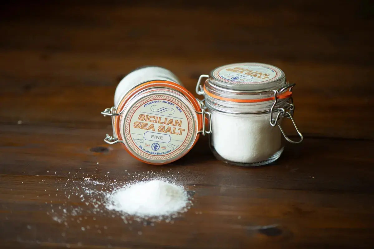 Sicilian Sea Salt Gift Set - 2 Jars of Gourmet Fine Grain Italian Salt