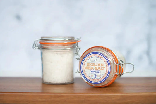 Gourmet Sicilian Salt gift set includes: two jars, 14 ounces total.&nbsp; 2 coarse.&nbsp;
